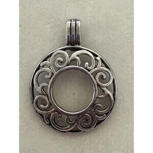 Premier Designs Annette Round Pendant Necklace Enhancer Silver Tone Filigree